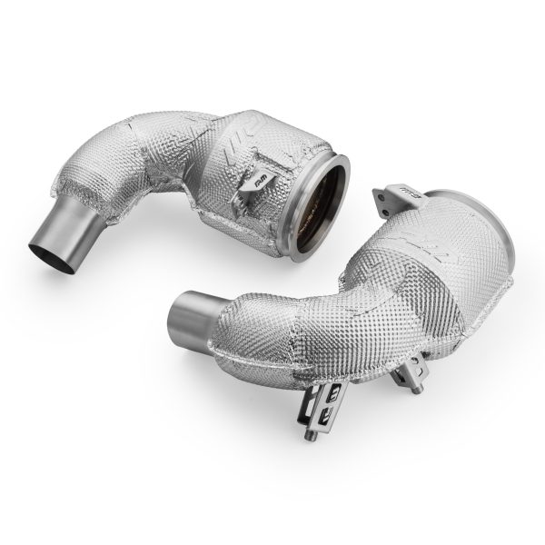 Downpipe Porsche 911 992 Turbo / Turbo S con Catalizzatori 200 Celle e Scudo Termico - immagine 2
