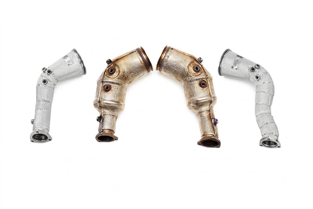 Downpipe Scat con scudo termico Audi RS6 C8 / RS7 C8 - Alpha Competition Decat Downpipes with Heat Shield - immagine 4