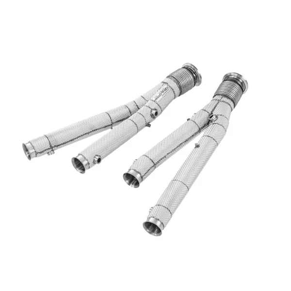 Downpipe Scat con scudo termico Lamborghini Aventador SVJ - Alpha Competition Decat Downpipes with Heat Shield