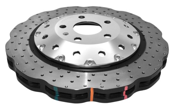 Dischi a margherita 370x34 mm Audi RS3 8V forati Scomponibili - DBA 5000 Series 5000 series Crossed Drilled & Dimpled Silver Hat