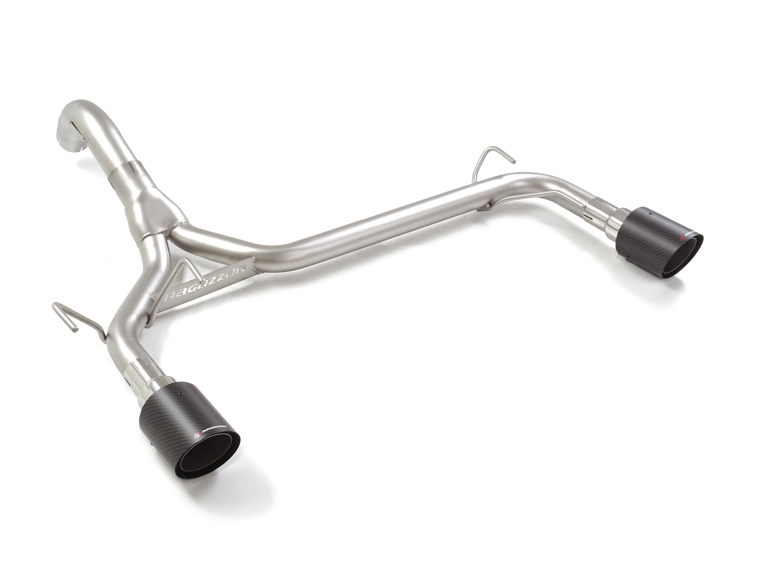 Tubo posteriore Gr. N inox sdoppiato con terminali rotondi 2 / 100 mm Carbon Shot – Abarth 500 / 595 (typ 312) 2008>> 2008>> – Ragazzon