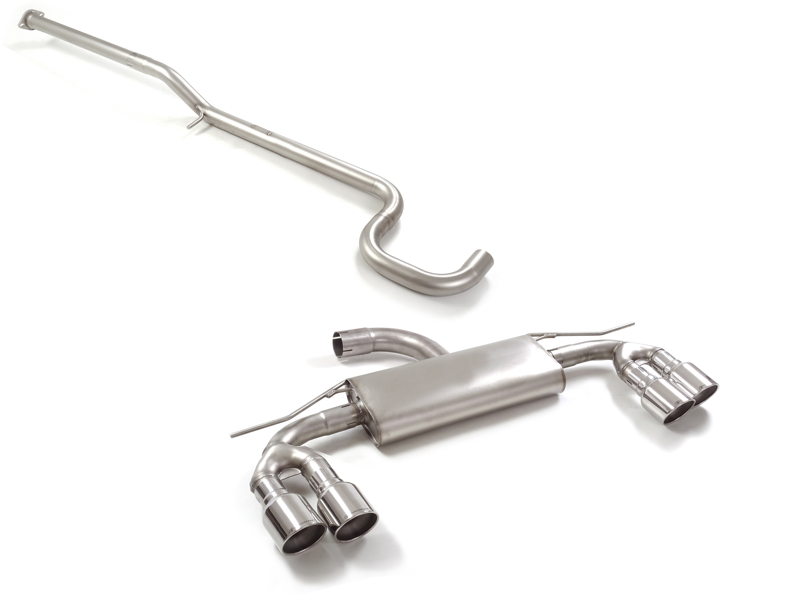 Tubo centrale Gr.N senza silenziatore inox + Posteriore inox sdoppiato con terminali rotondi 4 / 102 mm Sport Line sfalsati – Cupra Formentor (KM) 2020>> 2020>> – Ragazzon