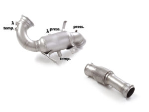 Catalizzatore metallico 200cpsi Gr.N inox con rimozione filtro OPF / GPF. Presenti tutti gli attacchi delle sonde originali. – Mercedes W177 / A45 2018>> – Ragazzon
