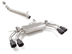 Tubo centrale inox + Posteriore inox sdoppiato con terminali rotondi 4 / 102 mm Sport Line Black – Audi S3 (typ 8Y) 2020>> 2020>> – Ragazzon