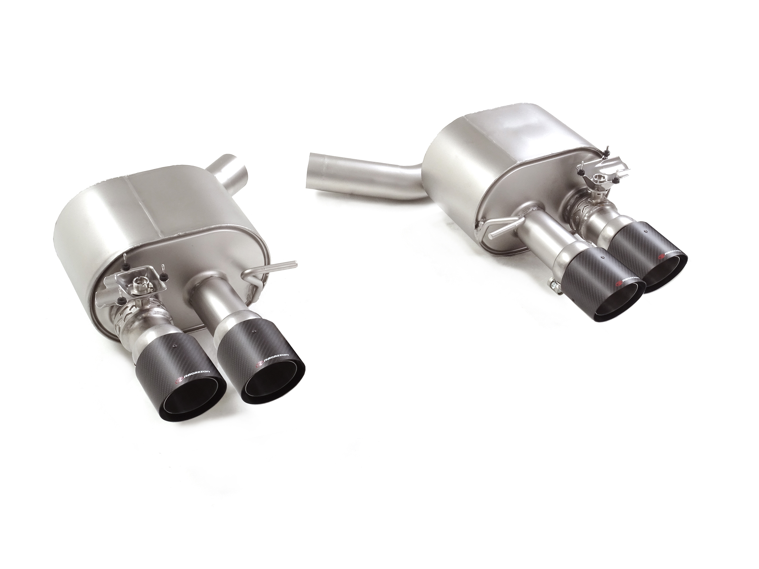 Posteriore inox sdoppiato con terminali rotondi 4 / 100 mm Carbon Shot sfalsati – Audi S5 (typ FU) 2024>> 2024>> – Ragazzon
