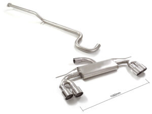 Tubo centrale Gr.N senza silenziatore inox + Posteriore inox sdoppiato con terminali rotondi 2 / 2x90 mm Sport Line sfalsati – Audi A3 (typ 8Y 2020>> – Ragazzon