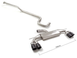 Tubo centrale Gr.N senza silenziatore inox + Posteriore inox sdoppiato con terminali rotondi 2 / 2x90 mm Sport Line Black sfalsati – Audi A3 (typ 8Y 2020>> – Ragazzon
