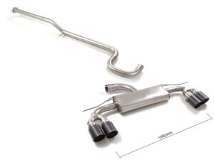 Tubo centrale Gr.N senza silenziatore inox + Posteriore inox sdoppiato con terminali rotondi 2 / 2x90 mm Carbon Shot sfalsati – Audi A3 (typ 8Y 2020>> – Ragazzon