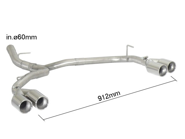 Tubo posteriore inox sdoppiato con terminali rotondi 2 / 2x80 mm sfalsati – BMW E81 / E82 / E87... 2004>> – Ragazzon