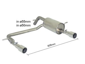 Posteriore inox sdoppiato con terminali rotondi 2 / 90 mm - Necessita modifica paraurti originale – Peugeot 208 Mk1 2012>>2019 2012>> – Ragazzon