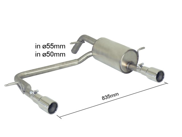 Posteriore inox sdoppiato con terminali rotondi 2 / 90 mm - Necessita modifica paraurti originale – Peugeot 208 Mk1 2012>>2019 2012>> – Ragazzon