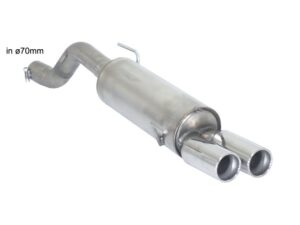 Posteriore inox con terminali rotondi 2x80 mm sfalsati - Linea maggiorata diametro 70 mm - da installare con 57.0085.00 / 55.0404.00 – Abarth Grande Punto + Evo (typ199) 2008>>2014 2007>> – Ragazzon