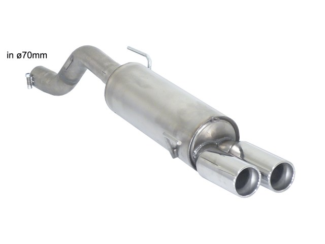 Posteriore inox con terminali rotondi 2x80 mm sfalsati - Linea maggiorata diametro 70 mm - da installare con 57.0085.00 / 55.0404.00 – Abarth Grande Punto + Evo (typ199) 2008>>2014 2007>> – Ragazzon