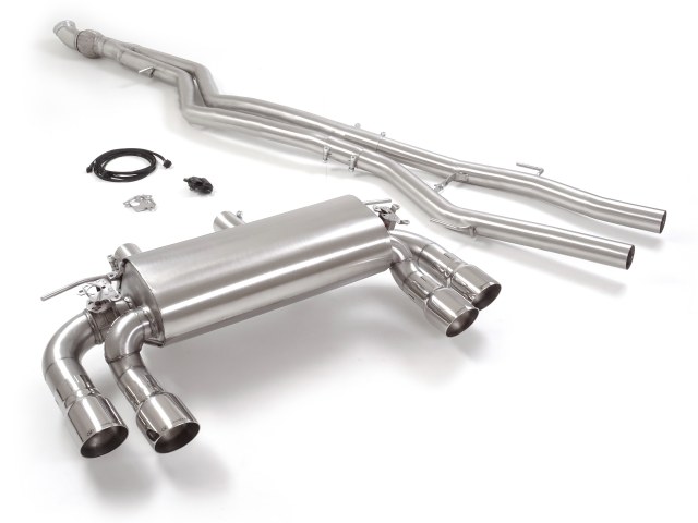 Tubo centrale inox + Posteriore inox sdoppiato con terminali rotondi 2 / 2x90 mm Sport Line sfalsati – BMW F87 2015>> – Ragazzon