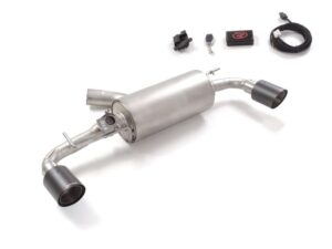 Posteriore inox sdoppiato Gr. N con terminali rotondi 2 / 100 mm Carbon Shot – Toyota Yaris GR 2020>> 2020>> – Ragazzon