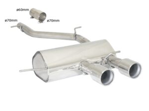 Posteriore inox con terminali centrali 2 / 102 mm - Linea maggiorata diametro 70 mm – Volkswagen Golf Mk6 (typ 1K) 2010>> – Ragazzon