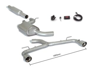 Centrale anteriore in inox + Centrale inox + Tubo posteriore inox sdoppiato con terminali rotondi 2 / 102 mm Sport Line – Volkswagen Golf Mk7 (typ AU) 2013>> – Ragazzon