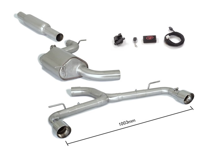 Centrale anteriore in inox + Centrale inox + Tubo posteriore inox sdoppiato con terminali rotondi 2 / 102 mm Sport Line – Volkswagen Golf Mk7 (typ AU) 2013>> – Ragazzon