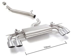 Tubo centrale inox con posteriore inox sdoppiato con terminali ovali 4 / 108x70 mm – Volkswagen Golf Mk7.5 (typ AU) 2018>> – Ragazzon