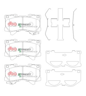 Kit pastiglie e dischi sportivi – DBA Street Series T2 Slotted & Street Performance Brake Pads (2x DBA3770S + DB15077SP)
