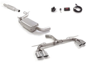 Scarico Sportivo Tubo Centrale Sdoppiato con Valvola OMOLOGATO Volkswagen Golf Mk7.5 (typ AU) 2.0TSI - 76mm