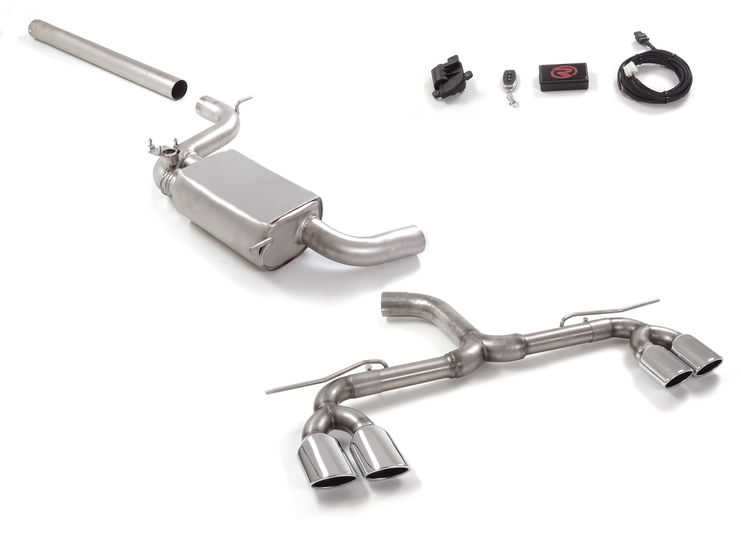 Scarico Sportivo Tubo Anteriore Sdoppiato con Valvola Volkswagen Golf Mk7.5 (typ AU) 2.0TSI - 76mm