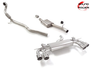 Scarico Sportivo Tubo Sostituzione Catalizzatore Sdoppiato Terminali 4x102mm Sport Line Volkswagen Golf Mk8.5 (typ CD) R 2.0TSI 4motion (245kW) - 76mm