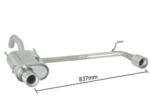 Scarico Sportivo Posteriore Sdoppiato Terminali 2x90mm OMOLOGATO Fiat Panda Mk2 (typ169) 1.4 16V 100HP - 50mm - con modifica paraurti