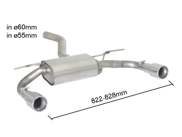 Scarico Sportivo Posteriore Sdoppiato Terminali 2x90mm OMOLOGATO BMW Serie3 F30-F31-F34-F35 - 60mm - Cod. 50.0442.05