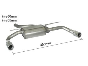Scarico Sportivo Posteriore Sdoppiato Terminali 2x80mm OMOLOGATO BMW Serie3 F30-F31-F34-F35 - 60mm