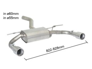 Scarico Sportivo Posteriore Sdoppiato Terminali 2x90mm OMOLOGATO BMW Serie3 F30-F31-F34-F35 F34 - 60mm