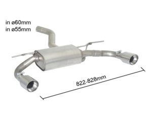 Scarico Sportivo Posteriore Sdoppiato Terminali 2x90mm Sport Line OMOLOGATO BMW Serie3 F30-F31-F34-F35 F34 - 60mm