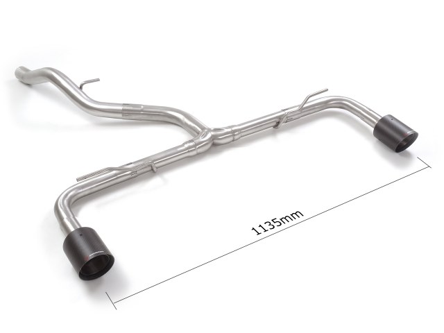 Scarico Sportivo Posteriore Gr. N Sdoppiato Terminali 2x100mm Carbon Shot Volkswagen Golf Mk8 (typ CD) 1.5TSI - 60mm