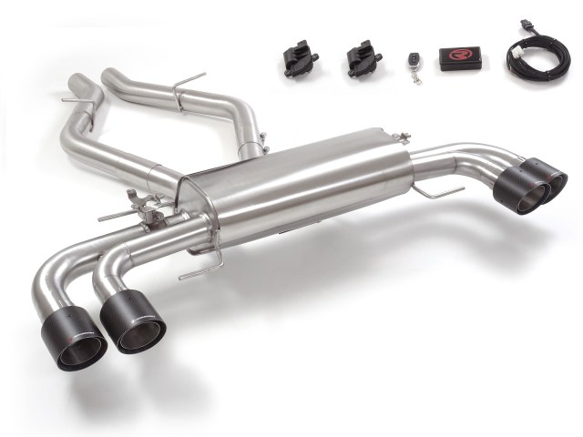 Scarico Sportivo Posteriore Sdoppiato Terminali 4x100mm Carbon Shot OMOLOGATO Alfa Romeo Stelvio(949) 2.9 Bi-Turbo (375kW) Quadrifoglio - 76mm - Cod. 50.0787.84