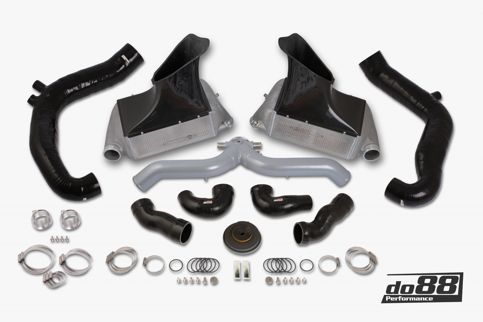 Kit BigPack DO88 Intercooler Maggiorato + Tubazioni Porsche 911 Turbo (997.2) tubazioni argento – con manicotti aspirazione turbo