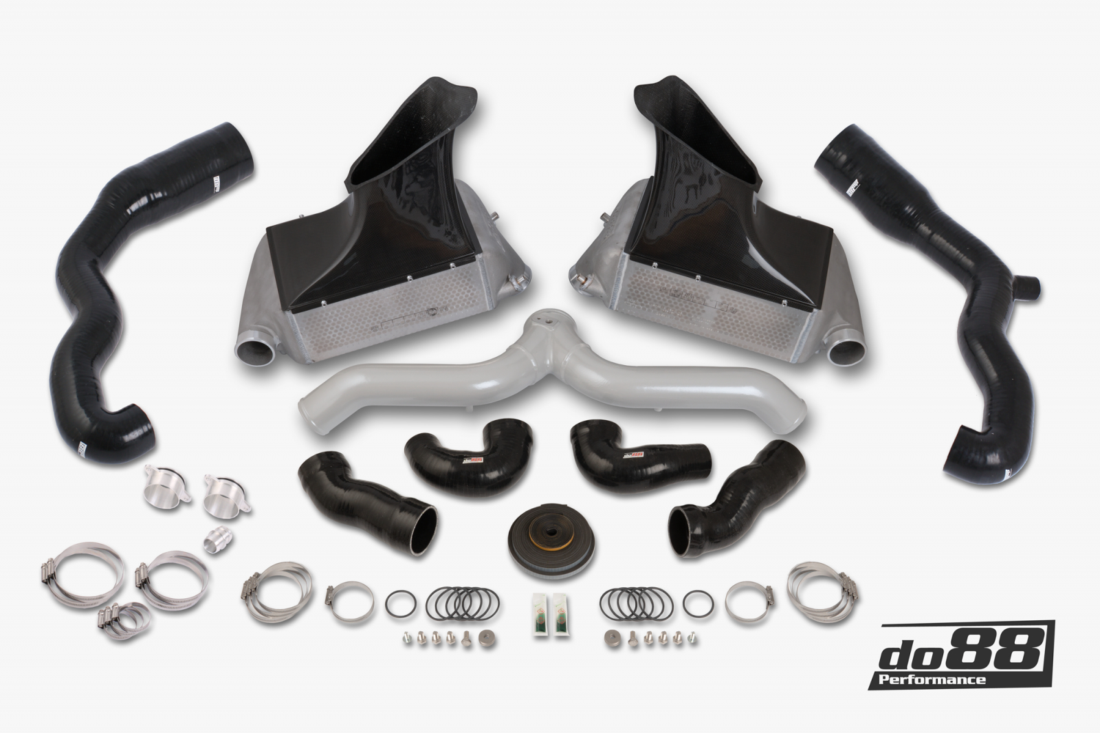 Kit BigPack DO88 Intercooler Maggiorato + Tubazioni Porsche 911 Turbo (997.1) tubazioni argento – con manicotti aspirazione turbo