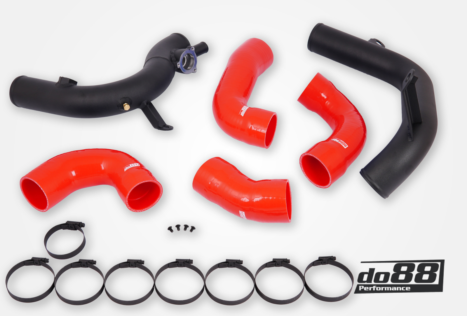 Kit Tubazioni di Pressione DO88 (Charge Pipe) VAG 2.0 TSI EA888 Gen4 (300hp+) per intercooler di serie – tubi flessibili rossi