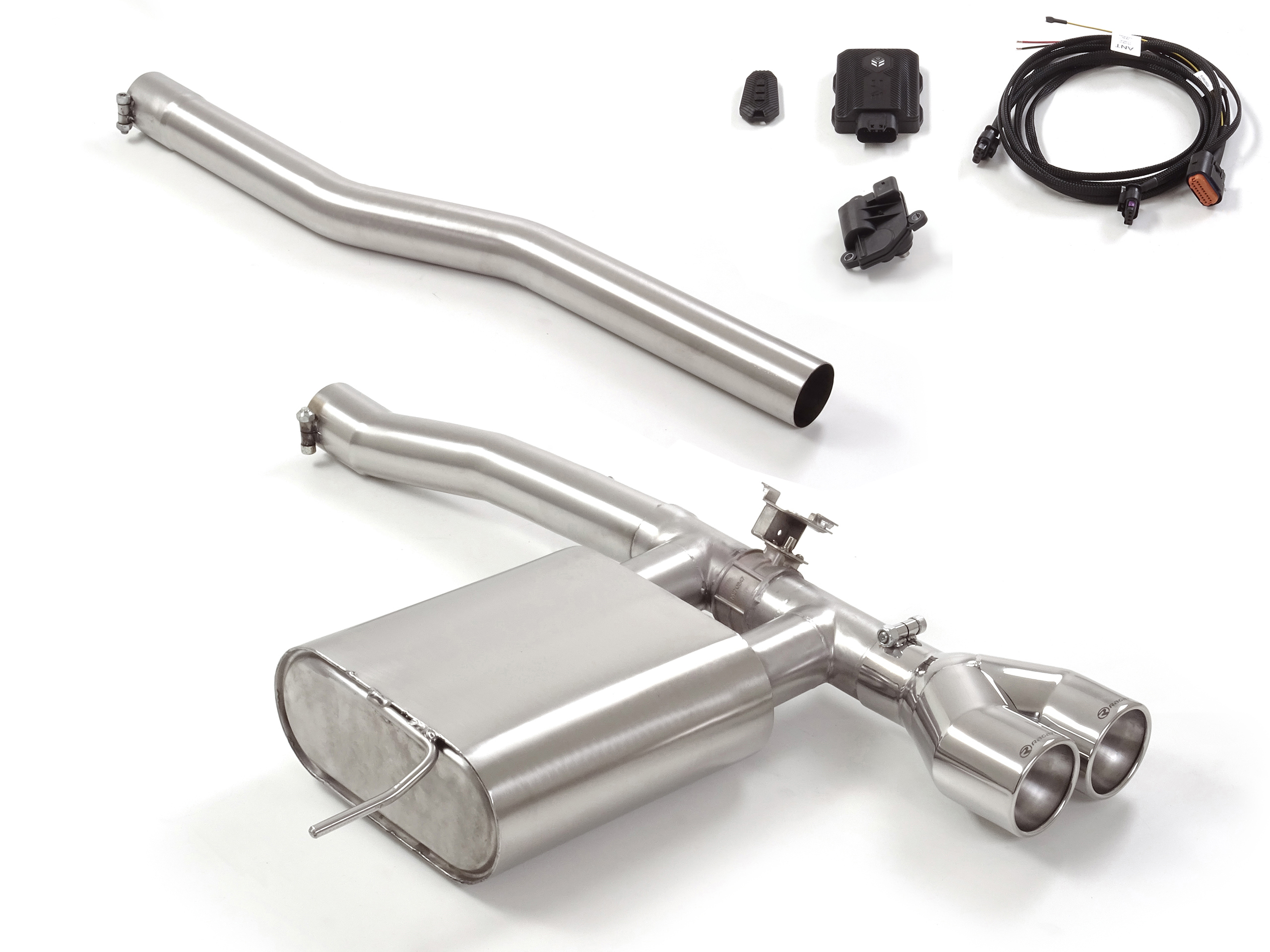 Scarico Posteriore Silenziato con valvola 2 terminali tondi centrali 102mm Mini F55 Cooper S 2.0 (131kW) 11/2020-2024 - Cod. 50.1275.28