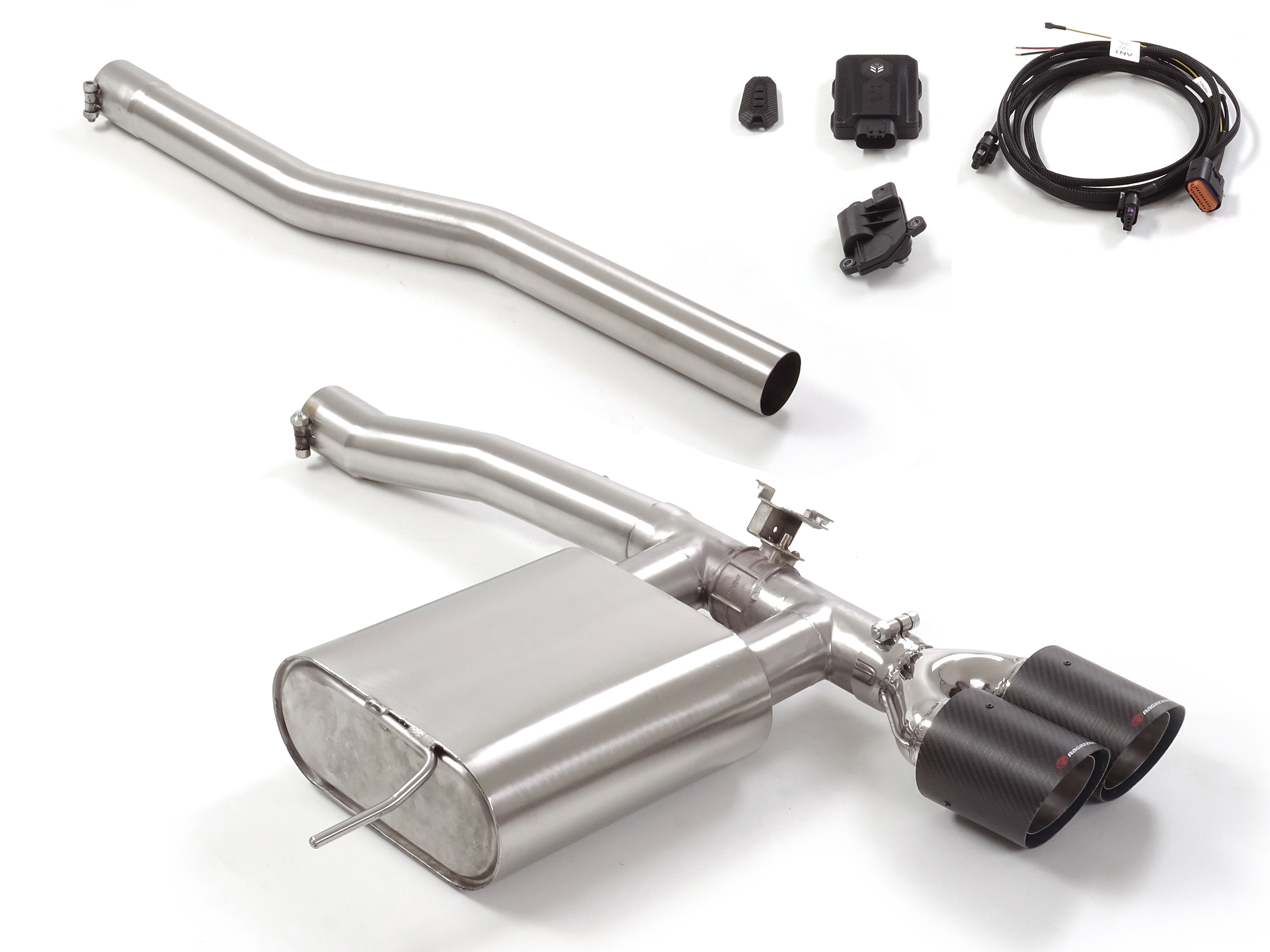 Scarico Posteriore Silenziato con valvola 2 terminali tondi centrali 100mm Carbon Shot Mini F55 Cooper S 2.0 (131kW) 11/2020-2024 - Cod. 50.1275.84