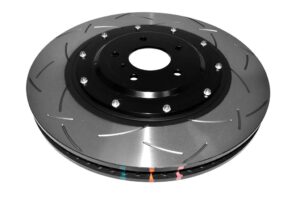 Coppia dischi freno sportivi scomponibili baffati Anteriori 390x34 mm Nissan GT-R R35 (sinistro + destro) – DBA 5000 Series T3 Slotted Black Hat