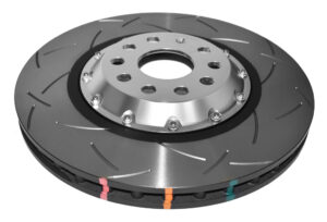 Coppia dischi freno sportivi scomponibili baffati Anteriori 345x30 mm VW Passat B6 / Golf Mk6 / Passat B7 / Skoda Superb 3T / Seat Leon 1P / Audi S3 8P / A3 8P – DBA 5000 Series T3 Slotted Silver Hat